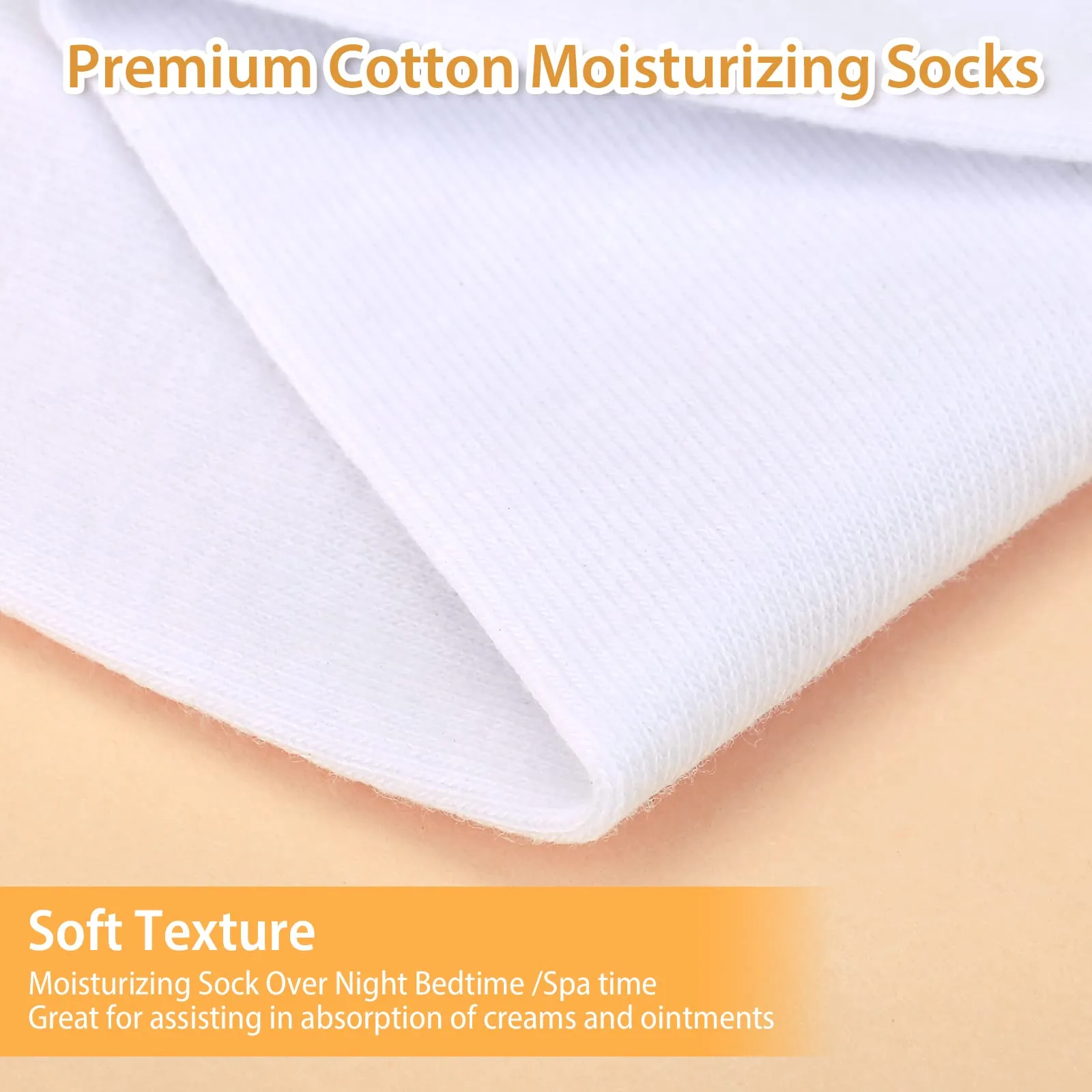 1 Pairs Moisturizing Socks Set, Foot Spa Socks Cotton Moisture Enhancing Socks Cosmetic Socks for Dry Feet, Hard Cracked Heels, Calluses, Cuticles, Rough Skin, White, One Size 8.26 in (One Size)