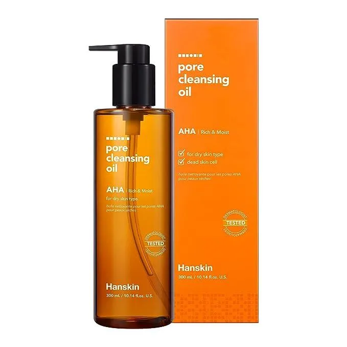 AHA Pore Cleansing Oil: 2-in-1 Makeup Remover and Skin Exfoliator by Hanskin