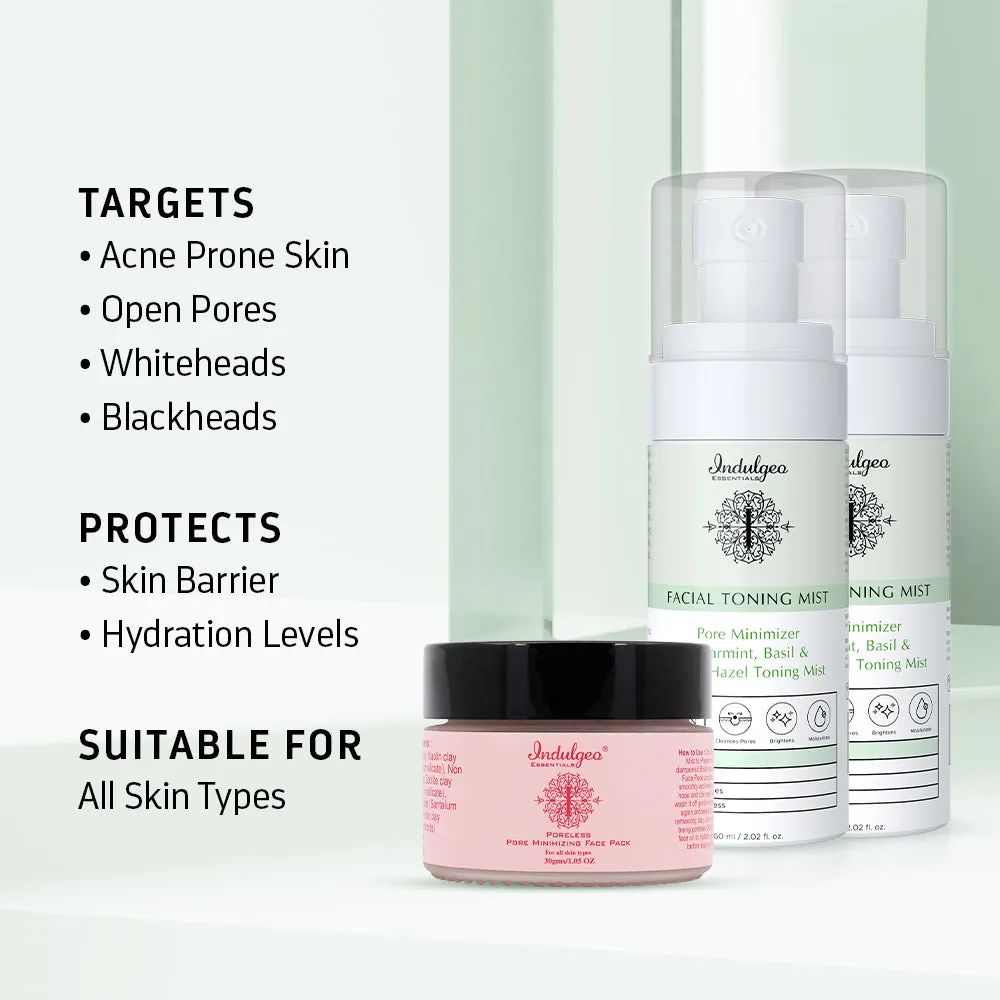 Poreless Skin Combo-Poreless Pore Minimizing Face Pack 2 Pore Minimizer Toning Mist