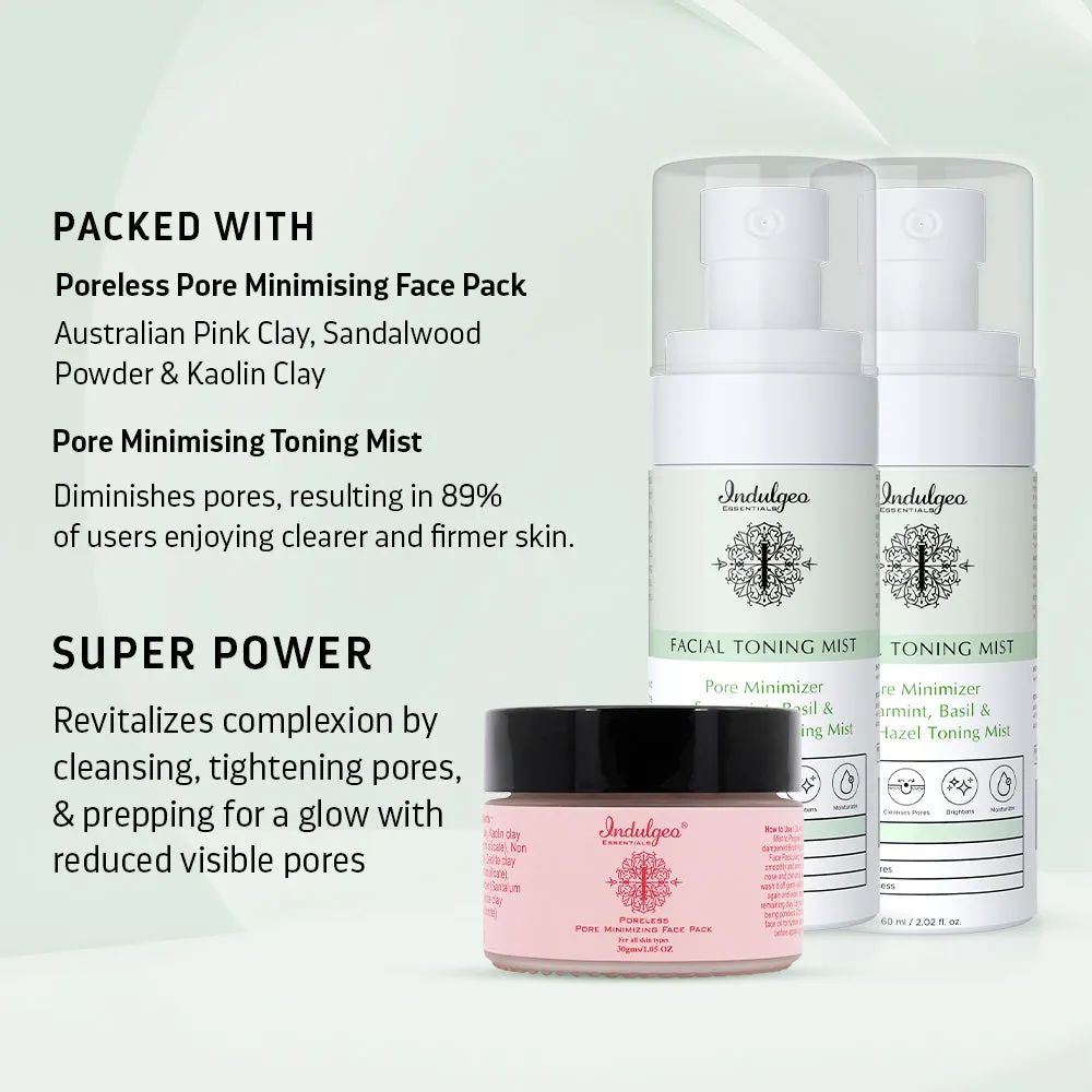 Poreless Skin Combo-Poreless Pore Minimizing Face Pack 2 Pore Minimizer Toning Mist