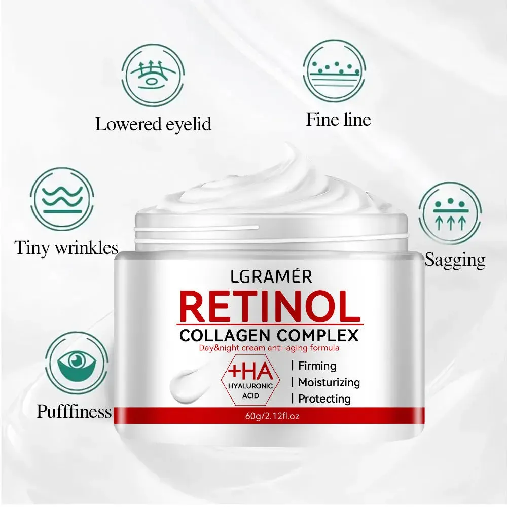 Retinol Collagen Younger Face Cream Moisturizing Smooth Wrinkle Collagen Hyaluronic Acid Creams Skin Care Cosmetic 50ML